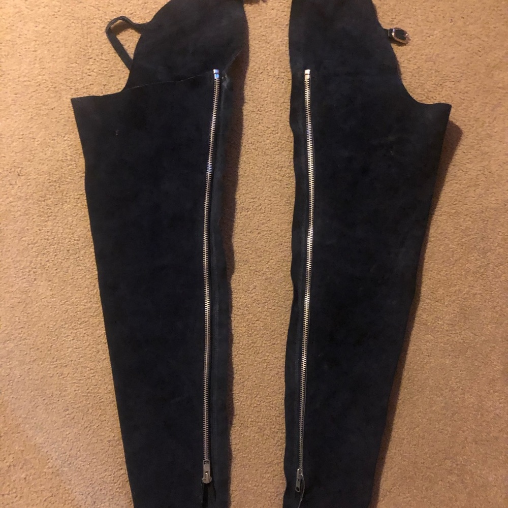 Navy Blue Suede Riding Chaps